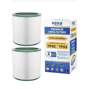 Veva Premium HEPA Filter Replacement 2 Pack Clean Air Purifier Round Ring Value